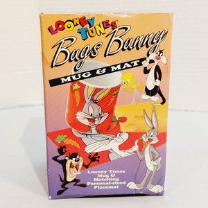 Vtg 1993 Looney Tunes Bugs Bunny Coffee Mug & Personal-sized Mat